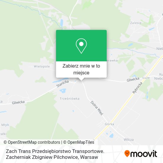 Mapa Zach Trans Przedsiębiorstwo Transportowe. Zacherniak Zbigniew Pilchowice