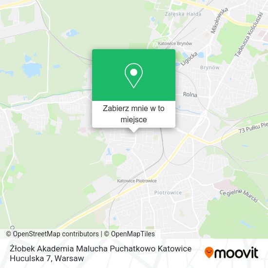 Mapa Żłobek Akademia Malucha Puchatkowo Katowice Huculska 7