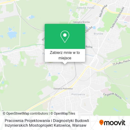 Mapa Pracownia Projektowania i Diagnostyki Budowli Inzynierskich Mostoprojekt Katowice