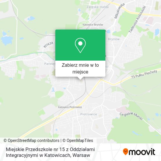 Mapa Miejskie Przedszkole nr 15 z Oddziałami Integracyjnymi w Katowicach