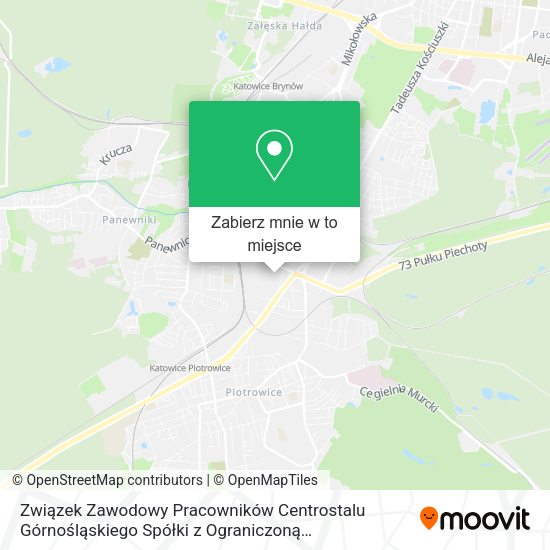 Mapa Związek Zawodowy Pracowników Centrostalu Górnośląskiego Spółki z Ograniczoną Odpowiedzialnością