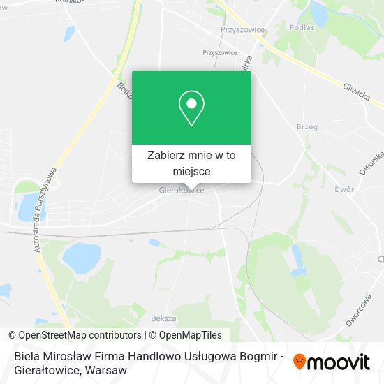 Mapa Biela Mirosław Firma Handlowo Usługowa Bogmir - Gierałtowice