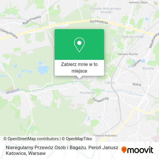 Mapa Nieregularny Przewóz Osób i Bagażu. Peroń Janusz Katowice