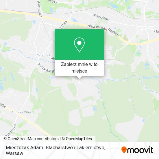 Mapa Mieszczak Adam. Blacharstwo i Lakiernictwo