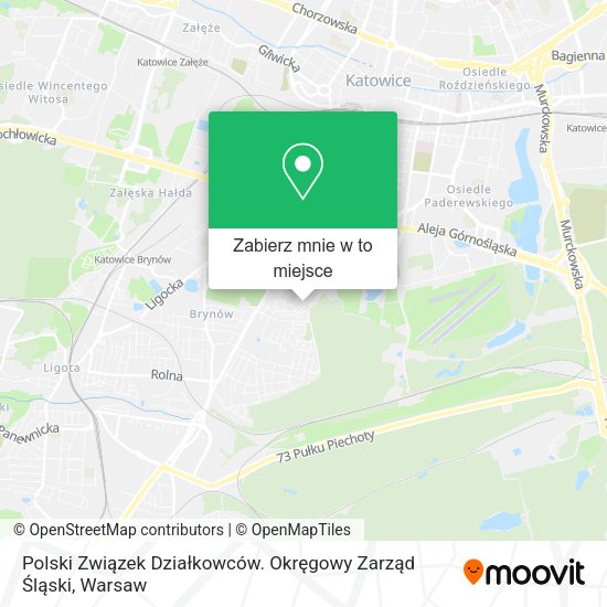 Mapa Polski Związek Działkowców. Okręgowy Zarząd Śląski