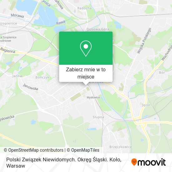 Mapa Polski Związek Niewidomych. Okręg Śląski. Koło