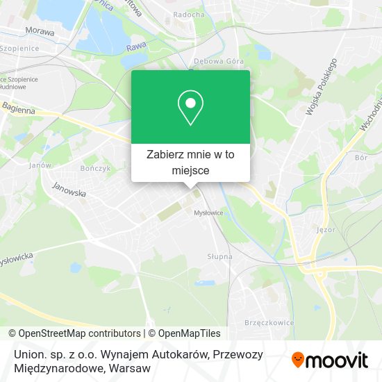 Mapa Union. sp. z o.o. Wynajem Autokarów, Przewozy Międzynarodowe