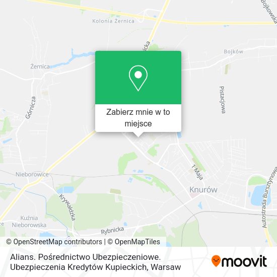 Mapa Alians. Pośrednictwo Ubezpieczeniowe. Ubezpieczenia Kredytów Kupieckich