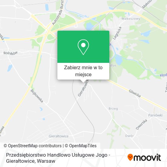 Mapa Przedsiębiorstwo Handlowo Usługowe Jogo - Gierałtowice