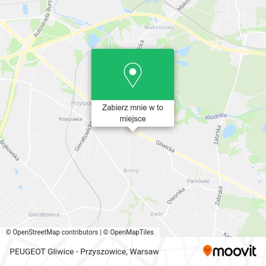 Mapa PEUGEOT Gliwice - Przyszowice