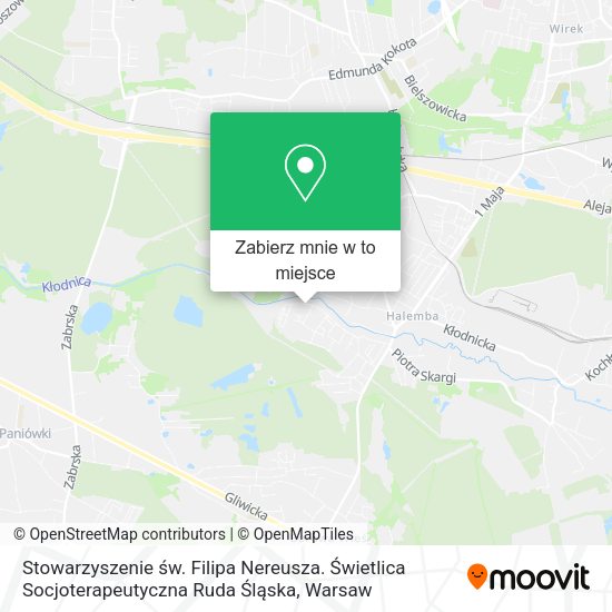 Mapa Stowarzyszenie św. Filipa Nereusza. Świetlica Socjoterapeutyczna Ruda Śląska