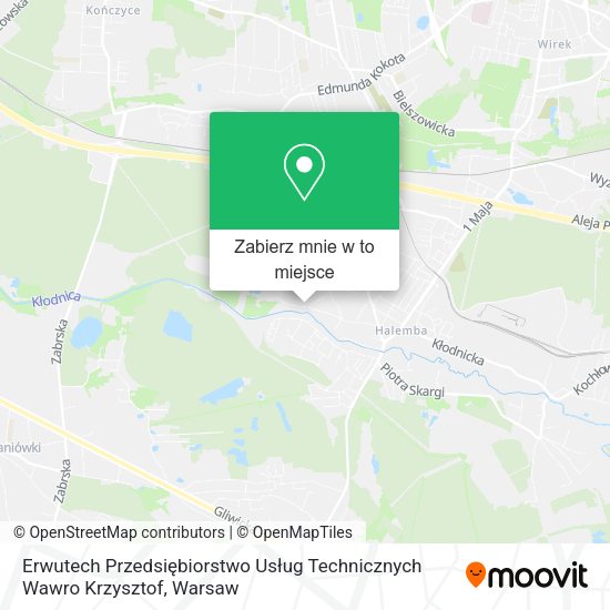 Mapa Erwutech Przedsiębiorstwo Usług Technicznych Wawro Krzysztof