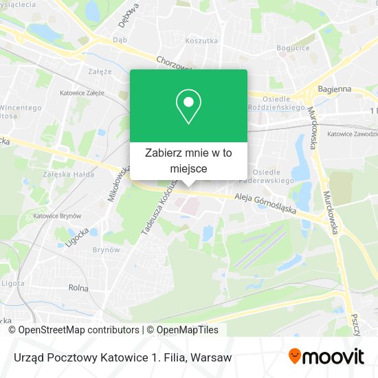 Mapa Urząd Pocztowy Katowice 1. Filia