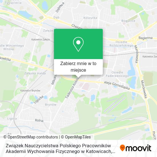 Mapa Związek Nauczycielstwa Polskiego Pracowników Akademii Wychowania Fizycznego w Katowicach