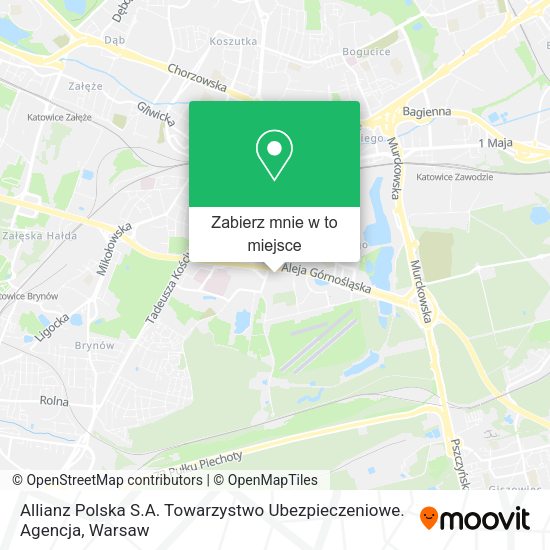 Mapa Allianz Polska S.A. Towarzystwo Ubezpieczeniowe. Agencja