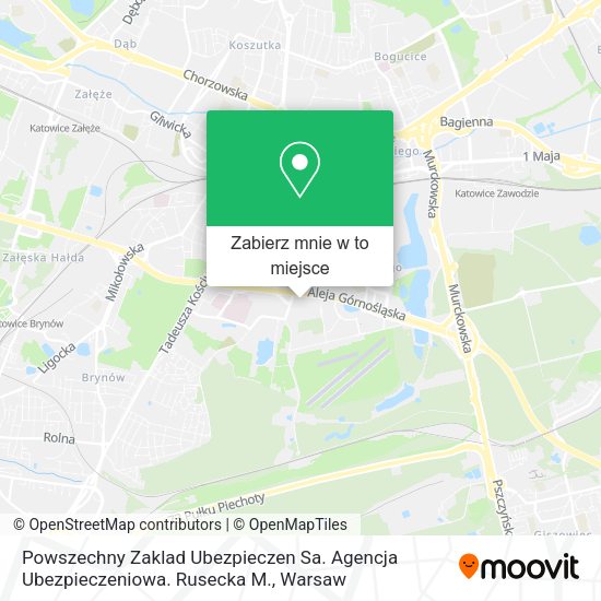 Mapa Powszechny Zaklad Ubezpieczen Sa. Agencja Ubezpieczeniowa. Rusecka M.