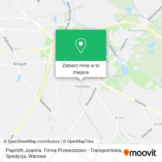 Mapa Paproth Joanna. Firma Przewozowo - Transportowa, Spedycja