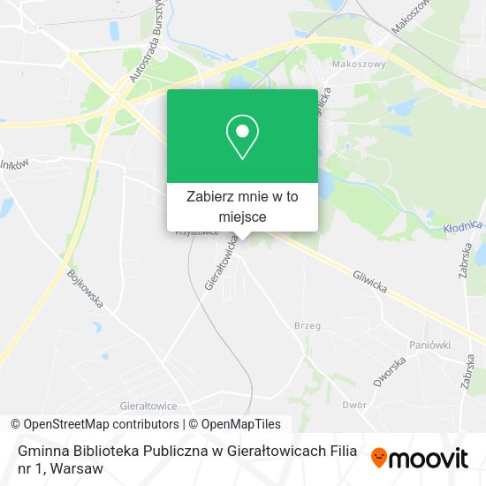 Mapa Gminna Biblioteka Publiczna w Gierałtowicach Filia nr 1