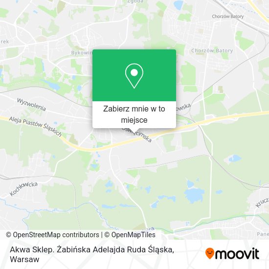 Mapa Akwa Sklep. Żabińska Adelajda Ruda Śląska