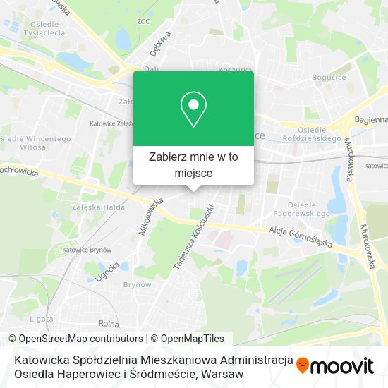 Mapa Katowicka Spółdzielnia Mieszkaniowa Administracja Osiedla Haperowiec i Śródmieście