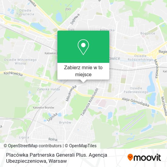 Mapa Placówka Partnerska Generali Plus. Agencja Ubezpieczeniowa