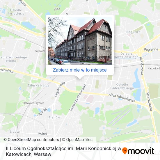 Mapa II Liceum Ogólnokształcące im. Marii Konopnickiej w Katowicach