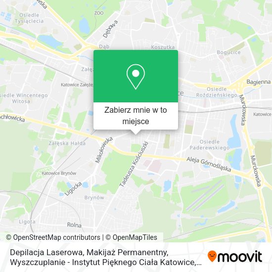 Mapa Depilacja Laserowa, Makijaż Permanentny, Wyszczuplanie - Instytut Pięknego Ciała Katowice