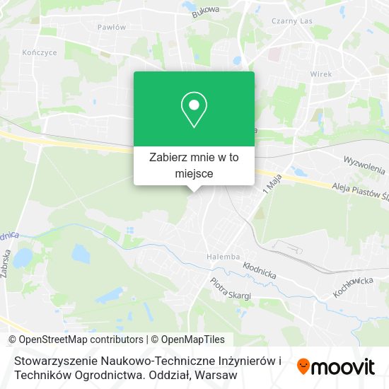 Mapa Stowarzyszenie Naukowo-Techniczne Inżynierów i Techników Ogrodnictwa. Oddział