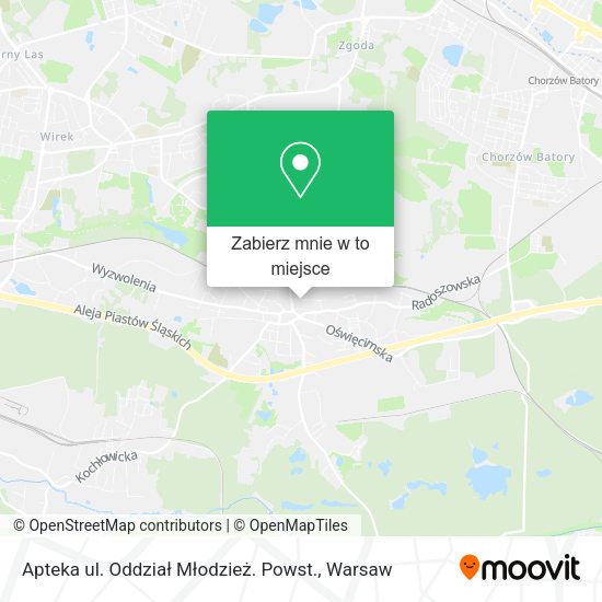 Mapa Apteka ul. Oddział Młodzież. Powst.