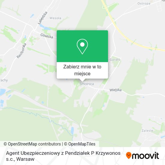 Mapa Agent Ubezpieczeniowy z Pendziałek P Krzywonos s.c.