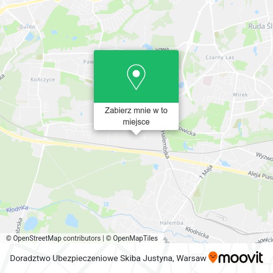 Mapa Doradztwo Ubezpieczeniowe Skiba Justyna