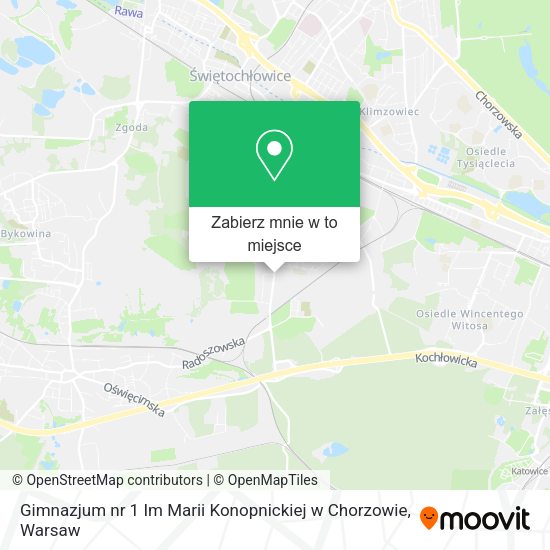 Mapa Gimnazjum nr 1 Im Marii Konopnickiej w Chorzowie