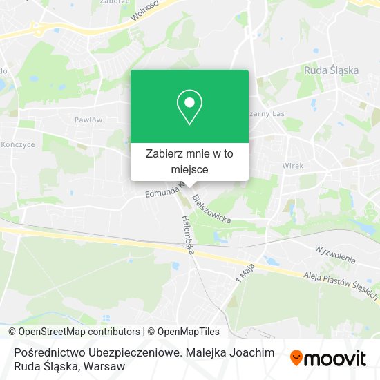 Mapa Pośrednictwo Ubezpieczeniowe. Malejka Joachim Ruda Śląska