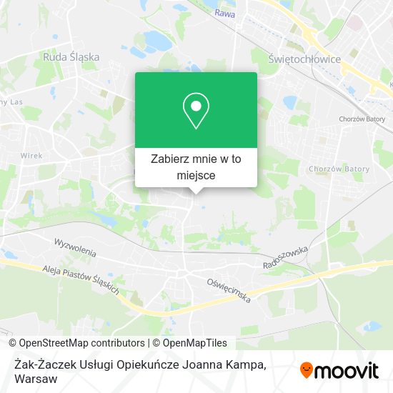 Mapa Żak-Żaczek Usługi Opiekuńcze Joanna Kampa