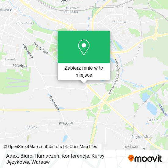 Mapa Adex. Biuro Tłumaczeń, Konferencje, Kursy Językowe