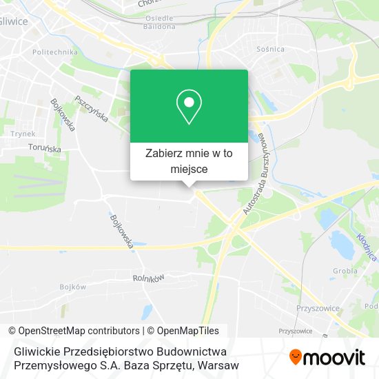 Mapa Gliwickie Przedsiębiorstwo Budownictwa Przemysłowego S.A. Baza Sprzętu