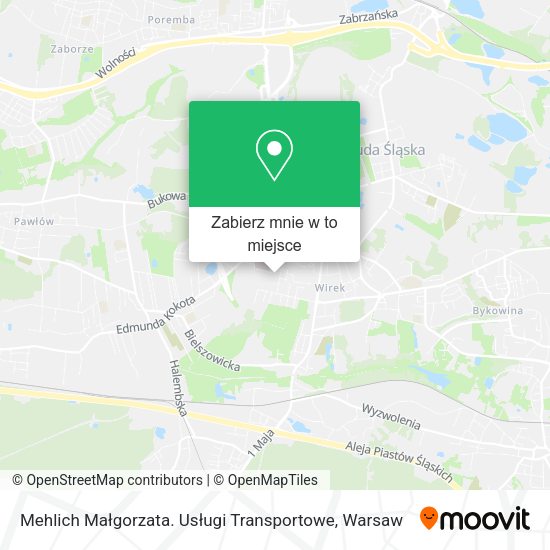 Mapa Mehlich Małgorzata. Usługi Transportowe