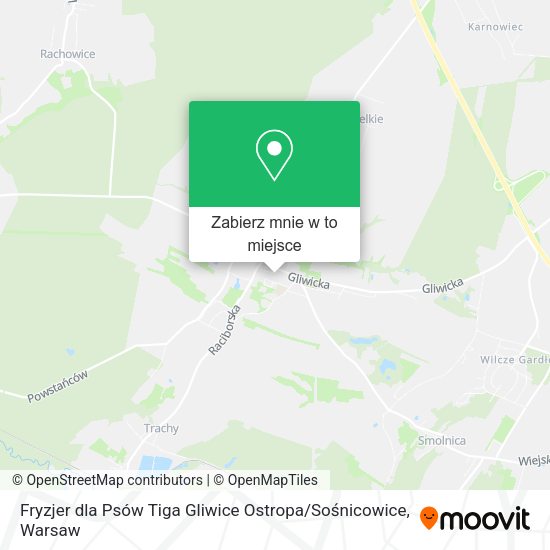 Mapa Fryzjer dla Psów Tiga Gliwice Ostropa / Sośnicowice