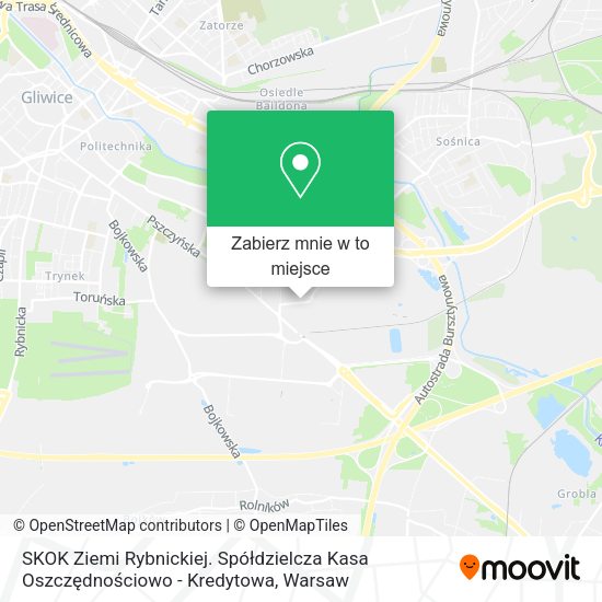 Mapa SKOK Ziemi Rybnickiej. Spółdzielcza Kasa Oszczędnościowo - Kredytowa