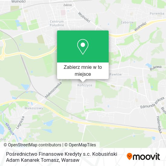 Mapa Pośrednictwo Finansowe Kredyty s.c. Kobusiński Adam Kanarek Tomasz