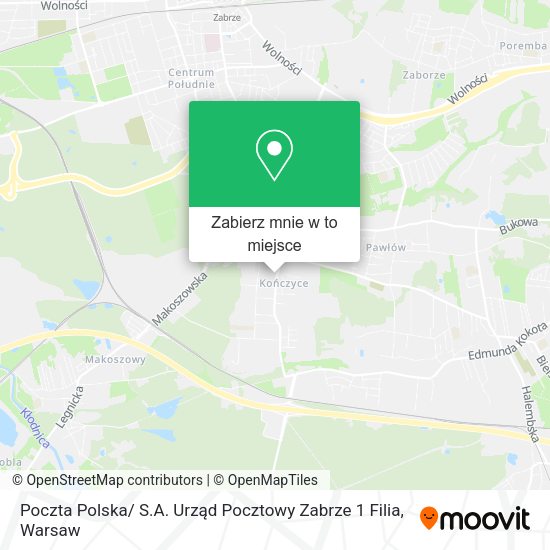 Mapa Poczta Polska/ S.A. Urząd Pocztowy Zabrze 1 Filia