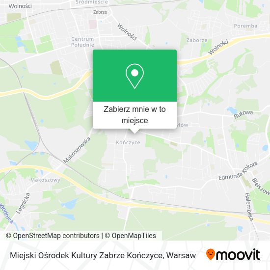 Mapa Miejski Ośrodek Kultury Zabrze Kończyce