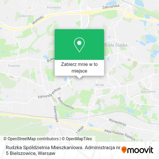 Mapa Rudzka Spółdzielnia Mieszkaniowa. Administracja nr 5 Bielszowice