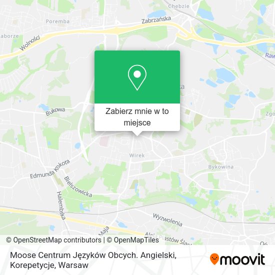 Mapa Moose Centrum Języków Obcych. Angielski, Korepetycje