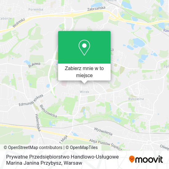 Mapa Prywatne Przedsiębiorstwo Handlowo-Usługowe Marina Janina Przybysz