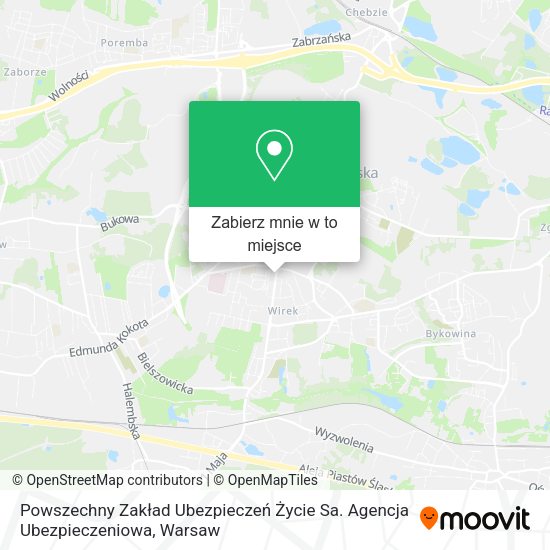 Mapa Powszechny Zakład Ubezpieczeń Życie Sa. Agencja Ubezpieczeniowa