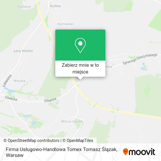 Mapa Firma Usługowo-Handlowa Tomex Tomasz Ślązak