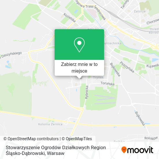 Mapa Stowarzyszenie Ogrodów Działkowych Region Śląsko-Dąbrowski