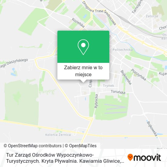 Mapa Tur Zarząd Ośrodków Wypoczynkowo-Turystycznych. Kryta Pływalnia. Kawiarnia Gliwice