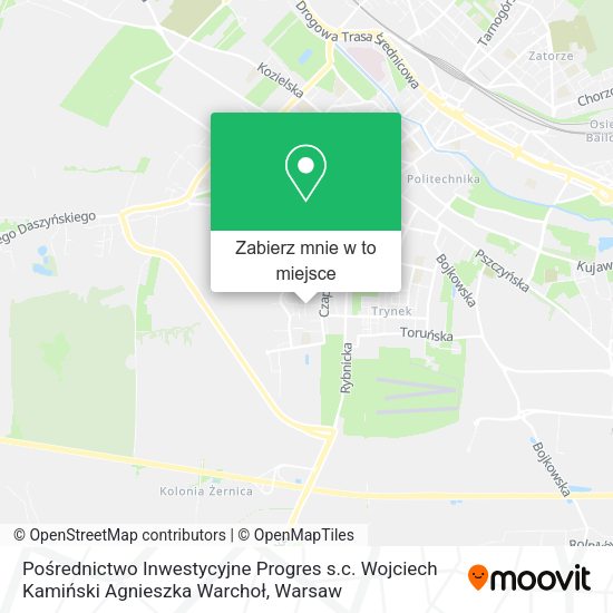 Mapa Pośrednictwo Inwestycyjne Progres s.c. Wojciech Kamiński Agnieszka Warchoł